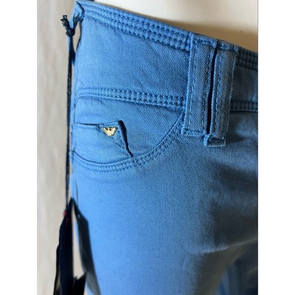 $215 NWT Authentic Armani Jeans Pants Stretch Skinny Leg Low Rise Blue Size 30 - Picture 2 of 9